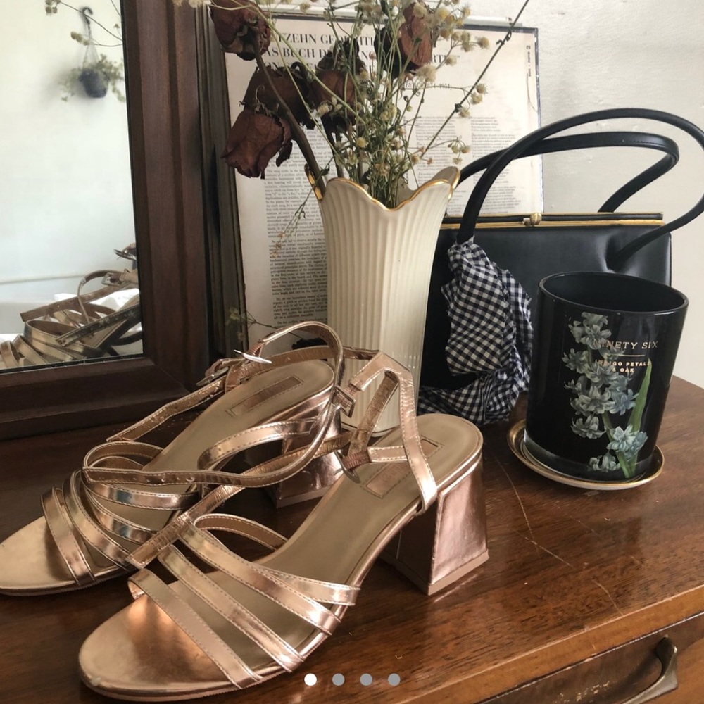 F21 rose gold block heels!